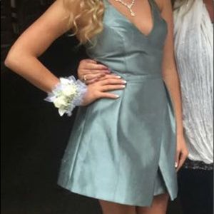 Shiny Sage green formal worn for 4 hours.